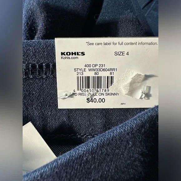 NWT Nine West Mid-rise Pull On Skinny Jeans Size 4 - Picture 7 of 8